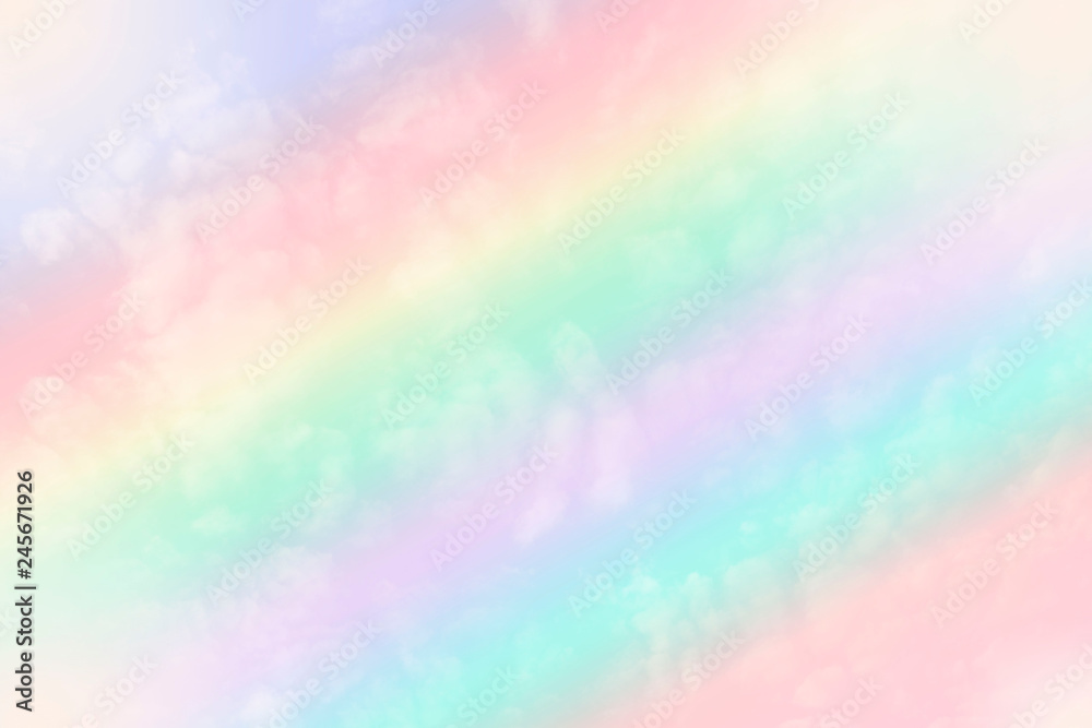 Beautiful colorful sky pastel with white clouds for background for background.