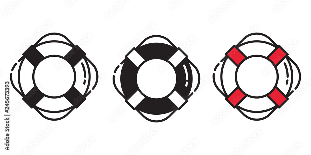 Rescue Ring vector icon logo boat swimming pool beach sea ocean anchor ...
