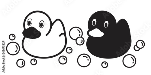 duck vector icon logo rubber duck bubble soap bath shower cartoon character illustration doodle