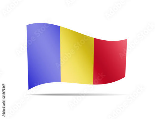 Waving Chad flag in the wind. Flag on white vector illustration