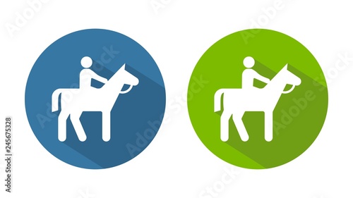 Horseman, rider. Multicolored vector icons set isolated on white background.