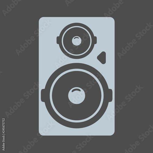 Black tall acoustic sound system or loudspeaker icon. Vector illustration.