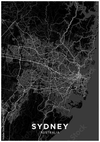 Fototapet Sydney (Australia) city map