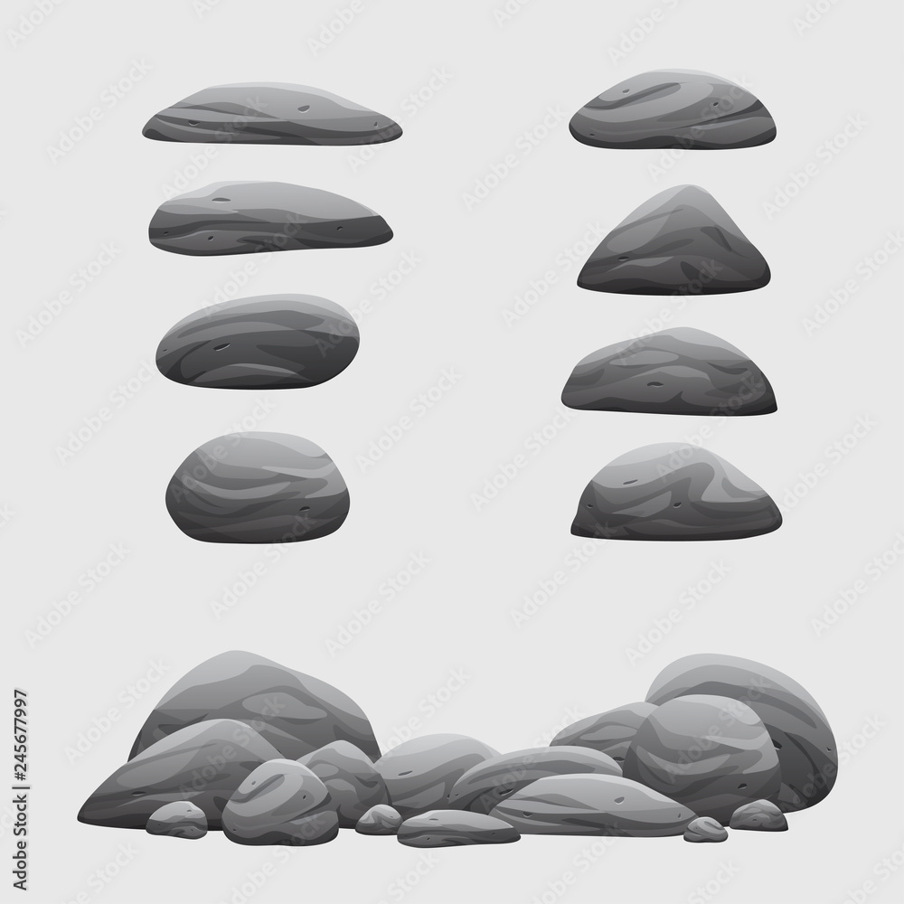 Rock stone set vector cartoon illustration collection Rock stone set vector cartoon illustration collection