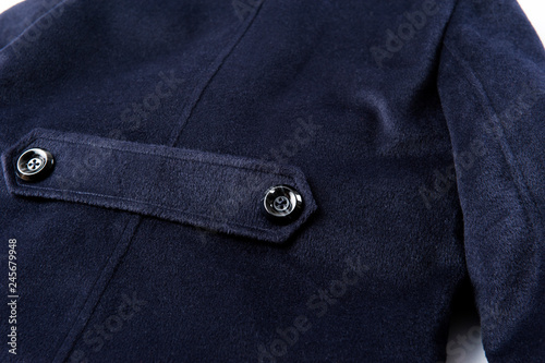 Purple nylon coat button close-up