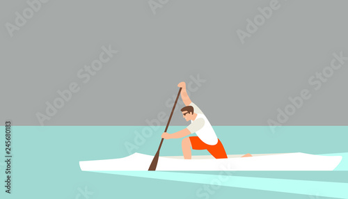 athlete in a canoe  vector illustration flat style profile