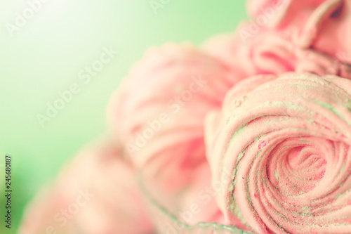 Marshmallow roses close-up