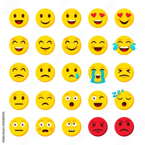 Emoji set. Emoticon cartoon emojis symbols digital chat objects vector icons set