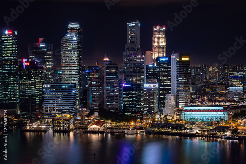 Singapore skyscrapers at night