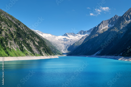 Mountain lake in Austria. High mountains region at the day time. Natural landscape in Austria mountains. Austria landscape - image