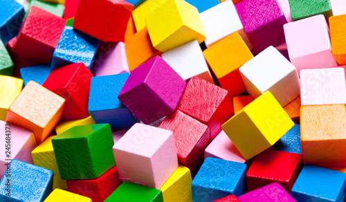 Color cubes close-up. Abstract background