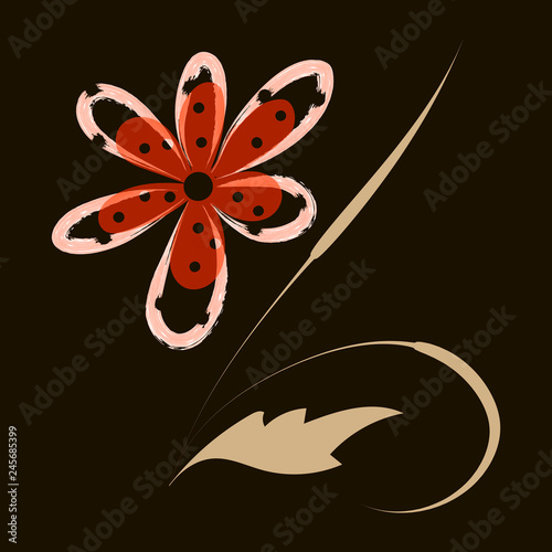 Vector floral pattern on a black background for prints on textiles, paper