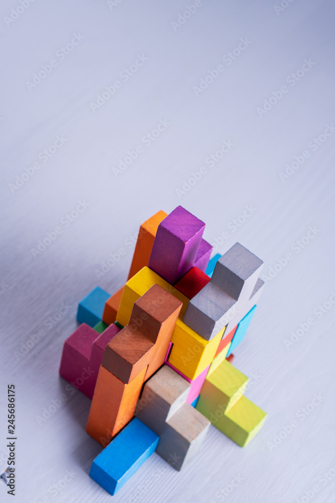 Abstract construction from wooden blocks shapes. Abstract construction from wooden blocks shapes.