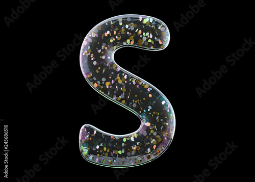 Wallpaper Mural Letter S. Alphabet from transparent foil balloons. 3D Torontodigital.ca