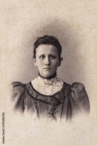 RUSSIA - CIRCA 1905-1910: A portrait of young woman, Vintage Carte de Viste Edwardian era photo