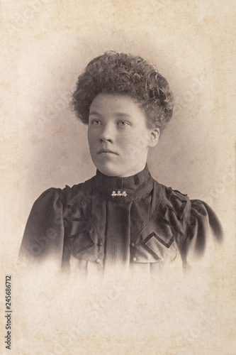 RUSSIA - CIRCA 1905-1910: A portrait of young woman, Vintage Carte de Viste Edwardian era photo