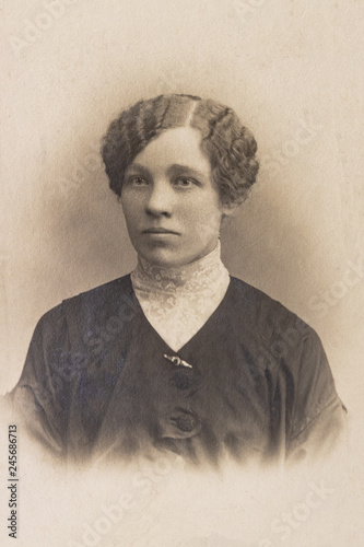 RUSSIA - CIRCA 1905-1910: A portrait of young woman, Vintage Carte de Viste Edwardian era photo