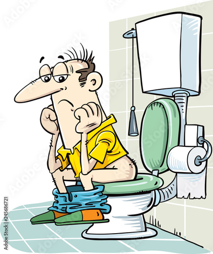 Man sitting on the toilet