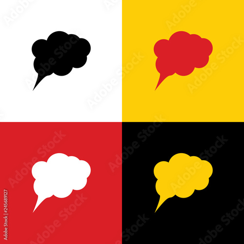 Speach bubble sign illustration. Vector. Icons of german flag on corresponding colors as background. Illustration.