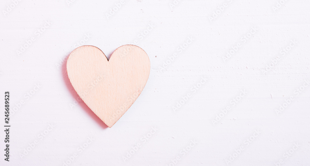 Close up Hearts on white wooden background