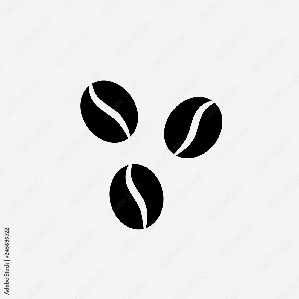 Three Coffee Beans Vector Icon Isolated on a White Background Three Coffee Beans Vector Icon Isolated on a White Background
