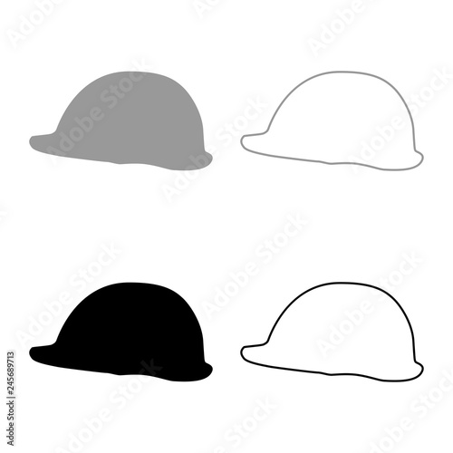 Helmet safe work at a construction site For safety work on construction icon set grey black color illustration outline flat style simple image