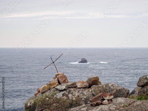 Makeshift cross at the end of the Earth - Cape Finisterre, Galicia, Spain