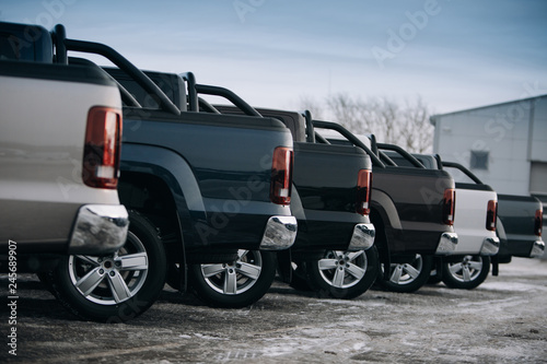 Pickup suv cars at the parking photo