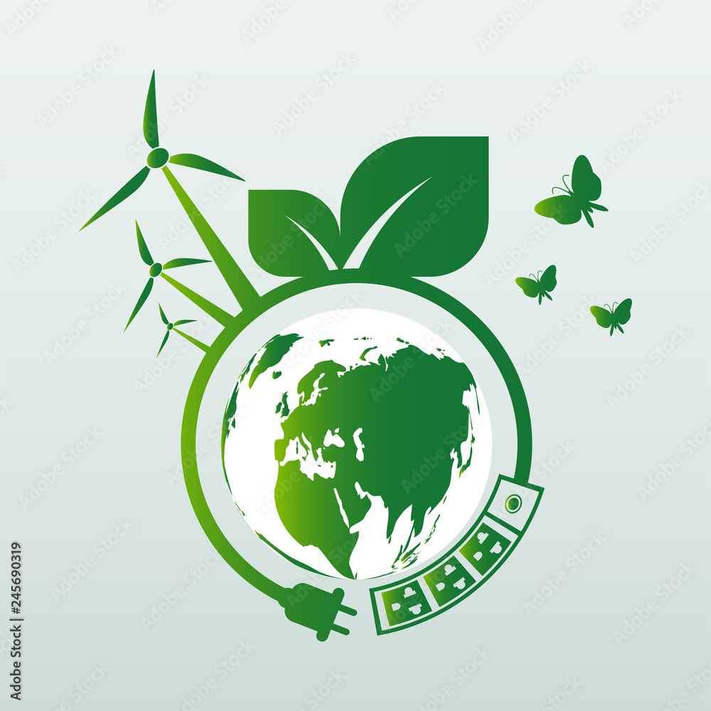 Energy ideas save the world concept Power plug green ecology Energy ideas save the world concept Power plug green ecology
