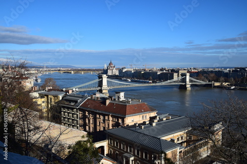 Budapest - Danube and Chain Bridge panorama