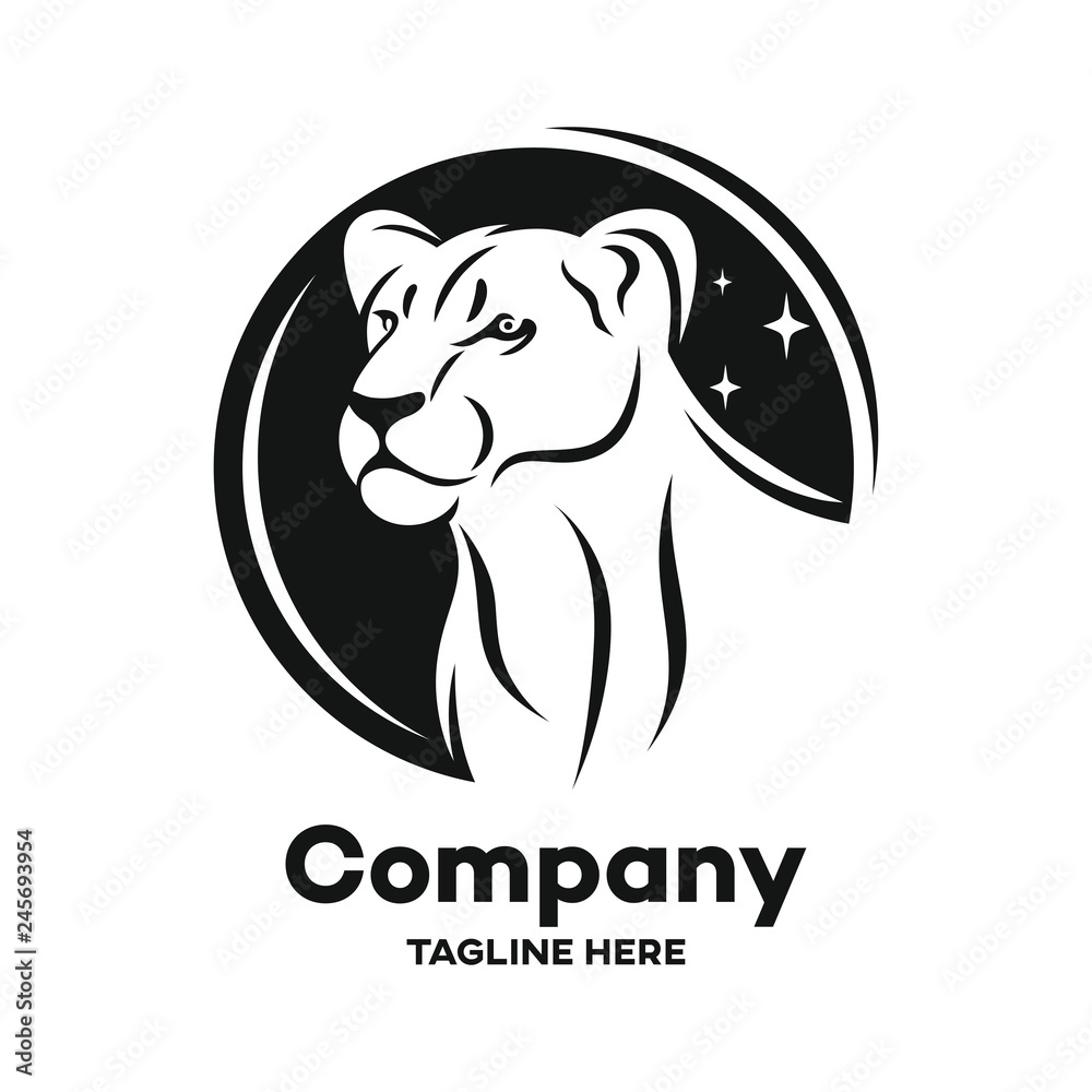 Obraz premium Nowoczesne czarne logo lwicy