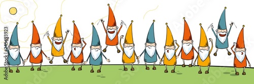 dwarfs in colored on grass