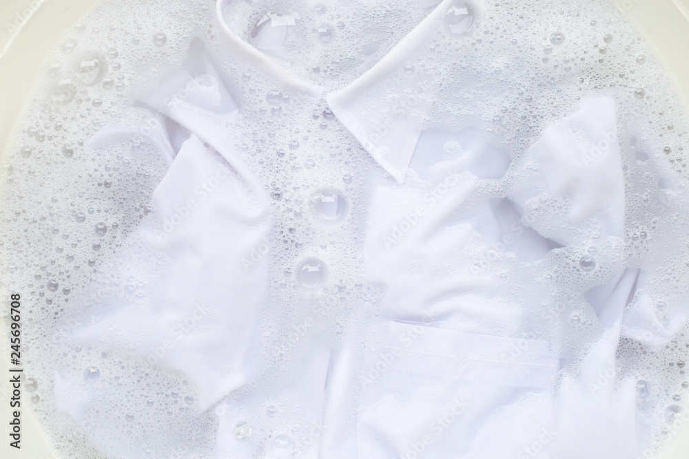 Soak  cloth before washing, white shirt