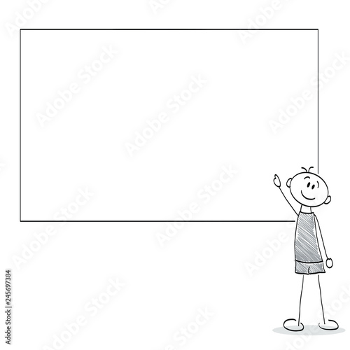 Figur steht vor Tafel