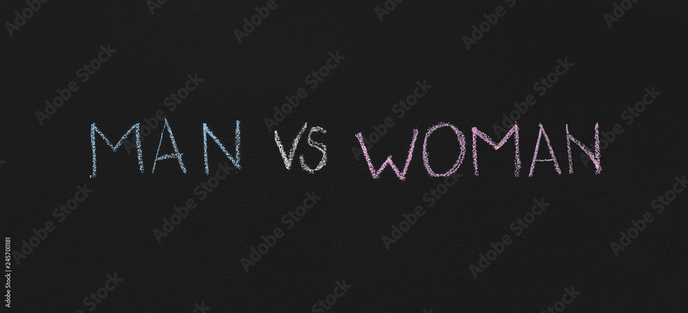 Words Man vs Woman written on chalkboard