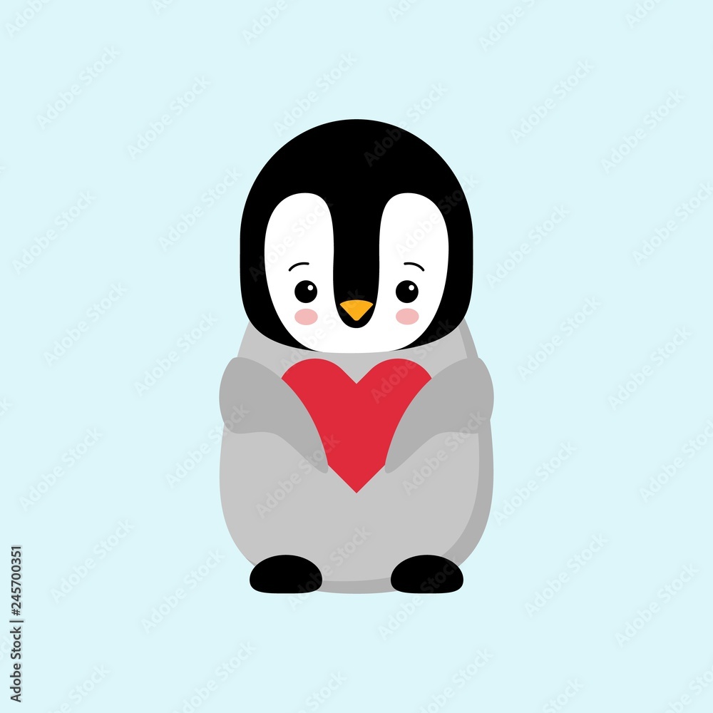 Happy Valentines day in love penguin. Penguin holding a heart. Plush toys penguin with heart. Gift. Kawaii. Happy Valentines day in love penguin. Penguin holding a heart. Plush toys penguin with heart. Gift. Kawaii.