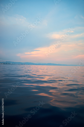 Purple sunset over the sea Barcelona 