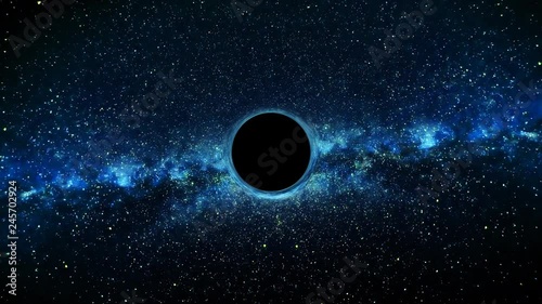 CGI Depiction of Space Flight Towards a Black Hole