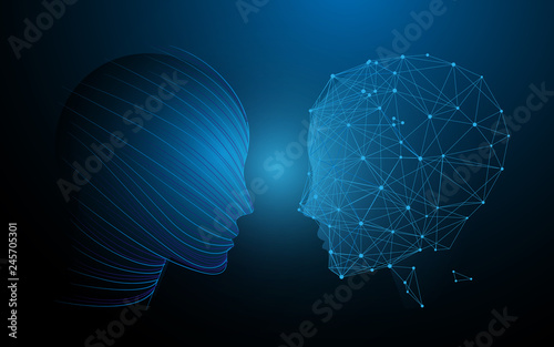 Human heads and brain functions concept, analytically vs creativity. Illustration vector
