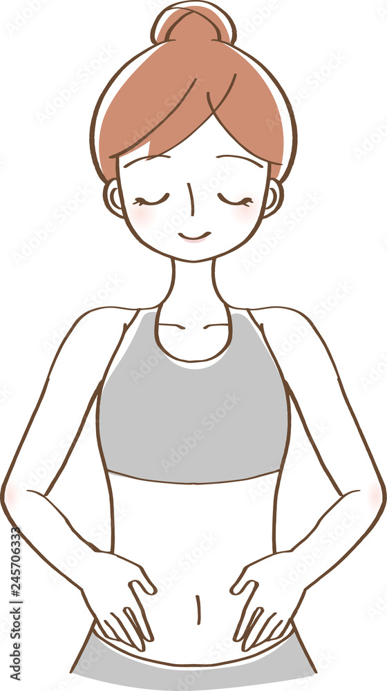 お腹に手をあてる女性 イラスト Stock Vector Adobe Stock