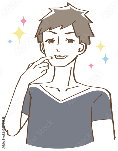歯がきれい　口臭　男性　イラスト