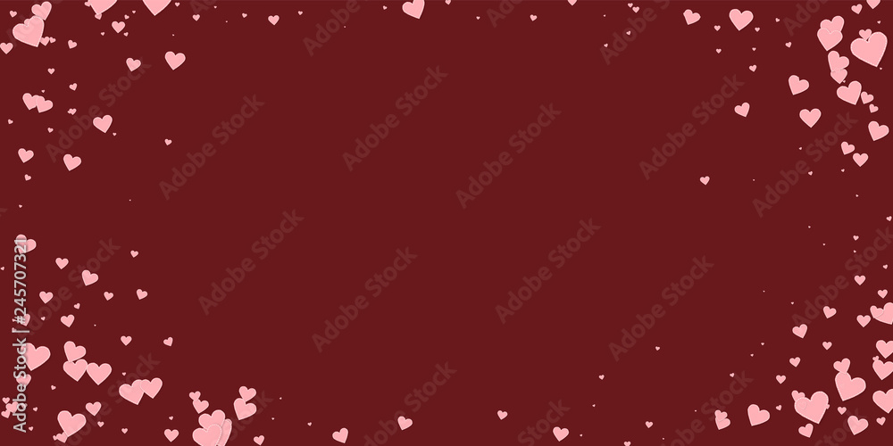 Pink heart love confettis. Valentine's day vignett Pink heart love confettis. Valentine's day vignett