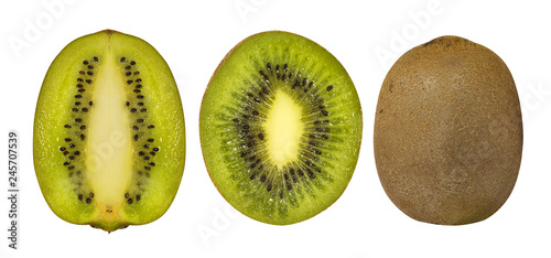 Group of ripe kiwi isolated on white background top view