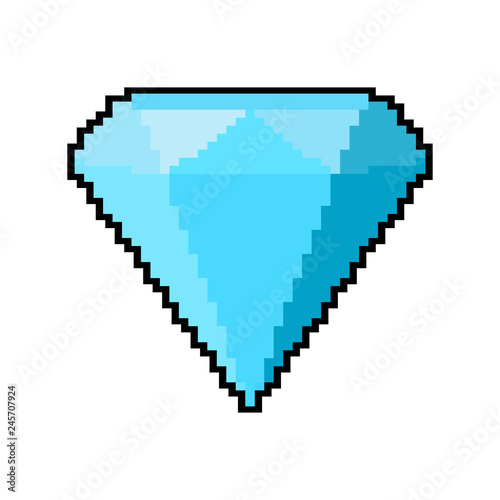 Blue pixel diamond. Vector illustration.