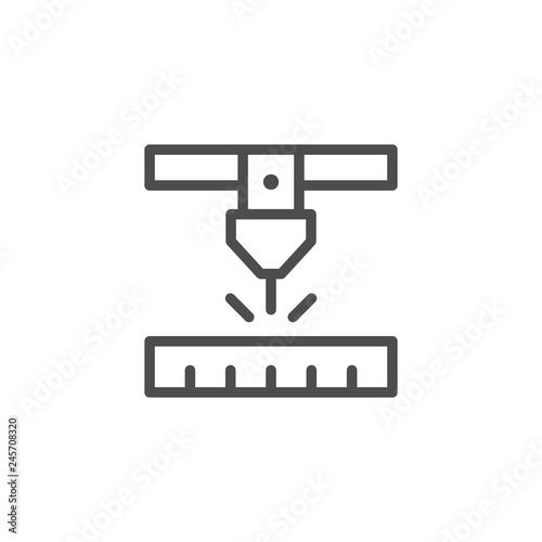 Laser cutting line icon