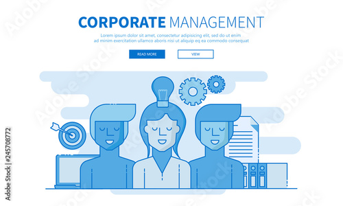 Corporate management. Development team. Flat vector illustration