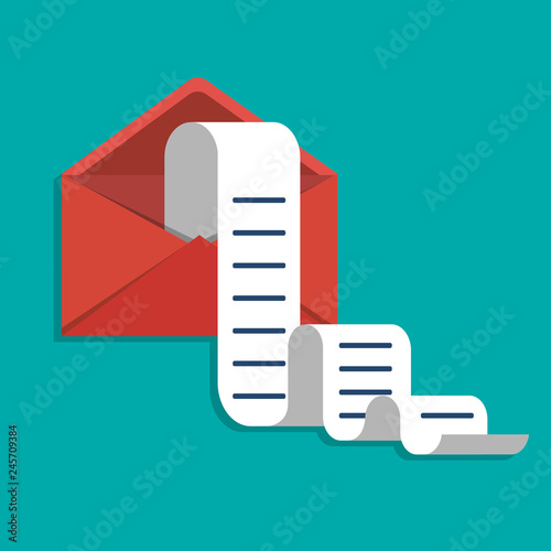 Flat design concept of regularly distributed news publication via e-mail with some topics of interest to its subscribers. Flat vector illustration. Newsletter concept
