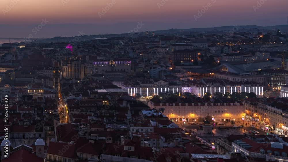 City of Lisbon by Blue Hour (4k UHD time lapse)