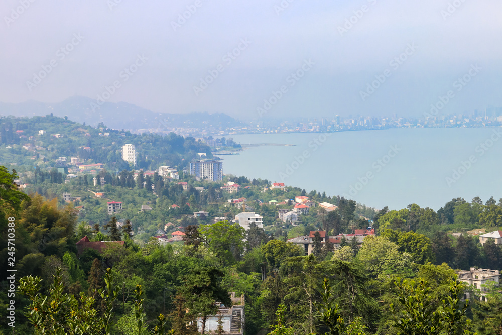 View of the Black sea coast from Batumi botanical garden, Georgia