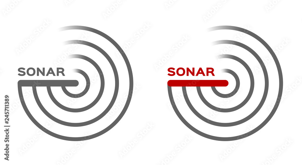 sensor and waves signal icon vector / sonar radar Stock Vector | Adobe Stock